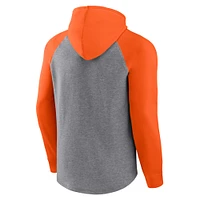 Men's Fanatics Orange/Heather Gray Oklahoma State Cowboys Wrap Up Raglan Pullover Hoodie