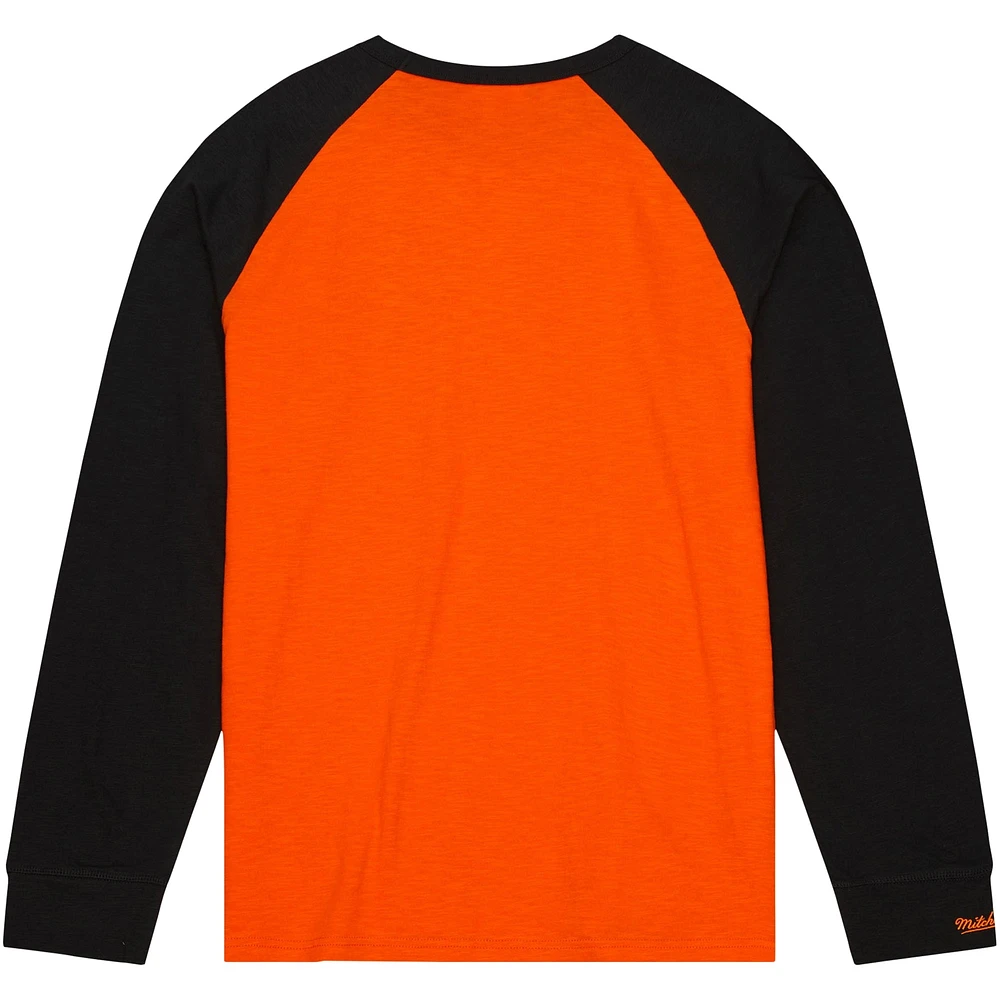 Men's Mitchell & Ness Orange Oklahoma State Cowboys Legendary Slub Raglan Long Sleeve T-Shirt