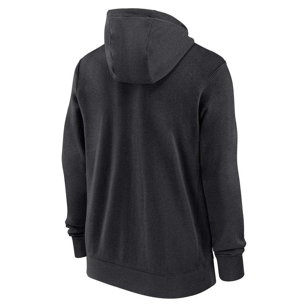 Men's Nike Black Oklahoma State Cowboys 2024/25 Sideline Club Fleece Pullover Hoodie