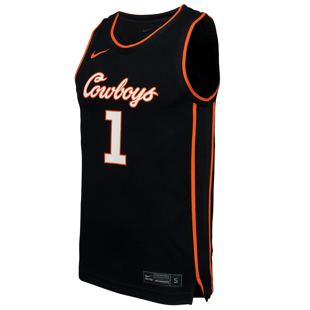 Men's Nike #1 Black Oklahoma State Cowboys  Replica Basketball Jersey