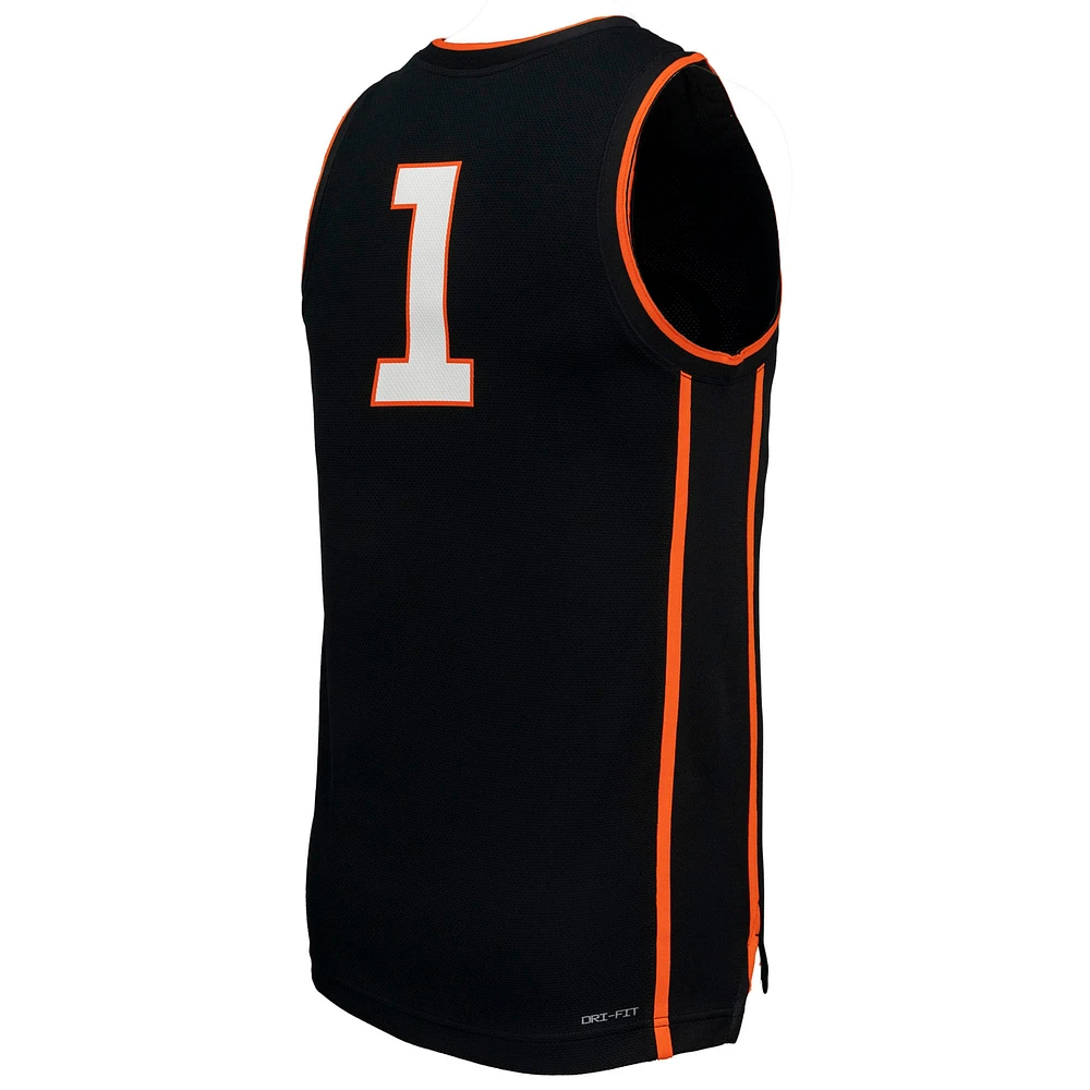 Men's Nike #1 Black Oklahoma State Cowboys  Replica Basketball Jersey