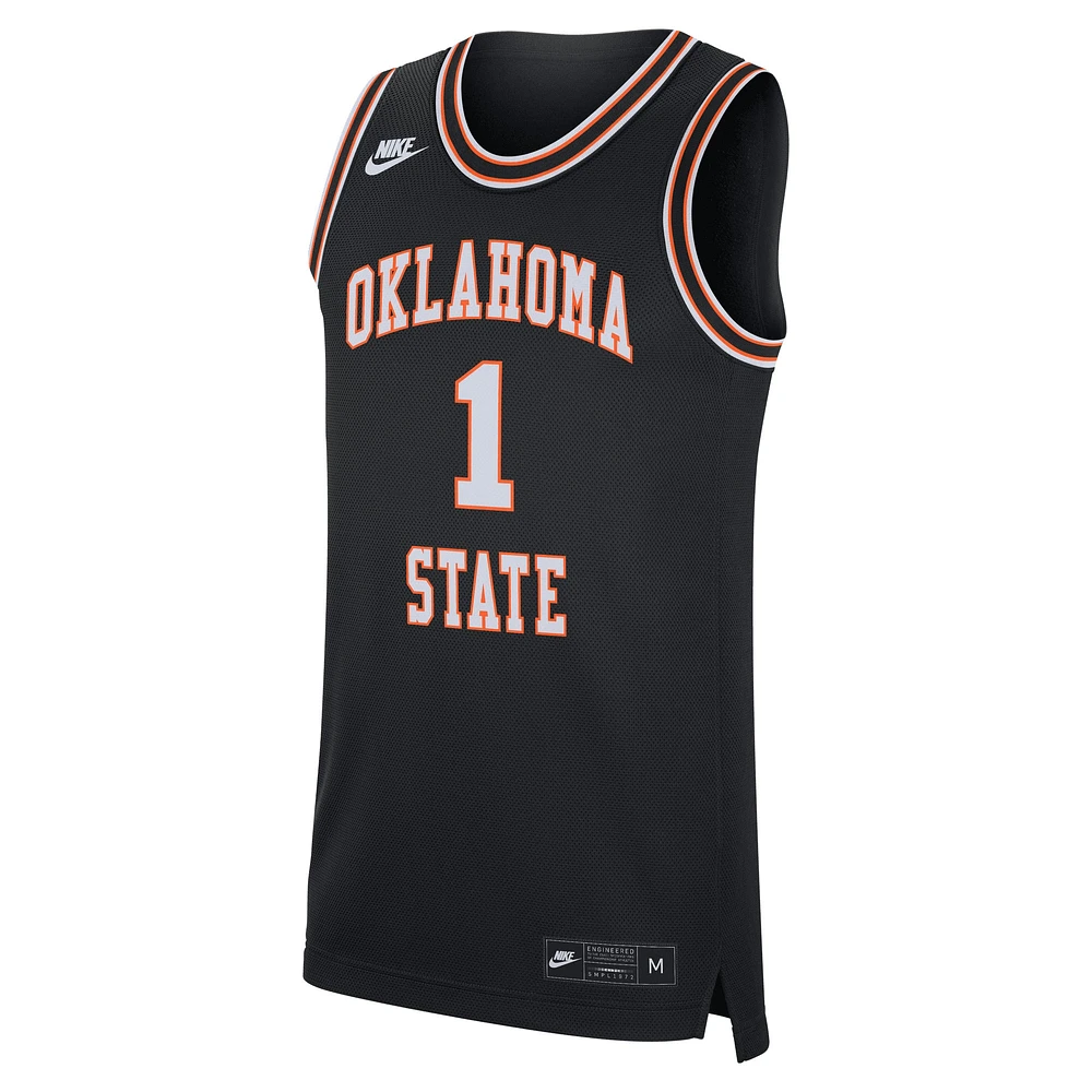 Men's Nike #1 Black Oklahoma State Cowboys Retro Replica Basketball Jersey