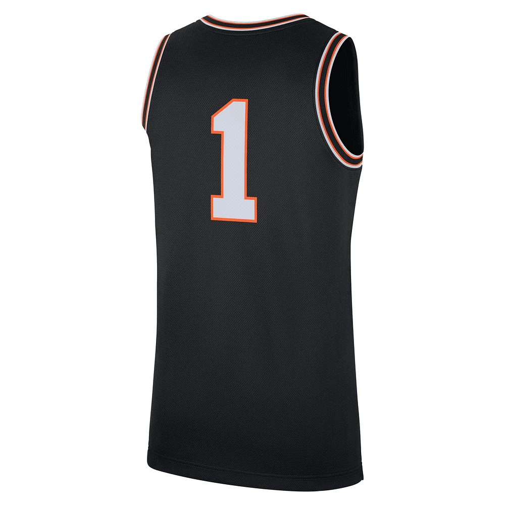 Men's Nike #1 Black Oklahoma State Cowboys Retro Replica Basketball Jersey
