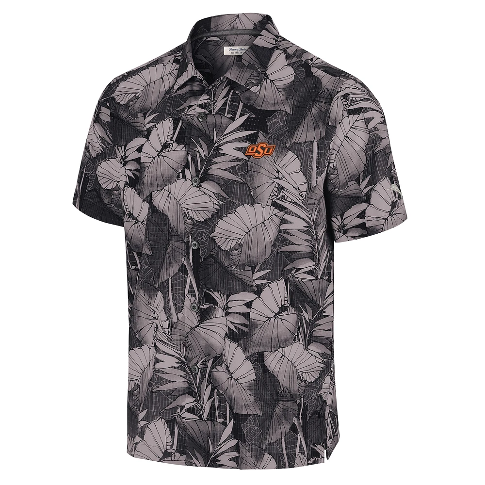 Men's Tommy Bahama Black Oklahoma State Cowboys Coast Nuevo Fronds Button-Up Shirt