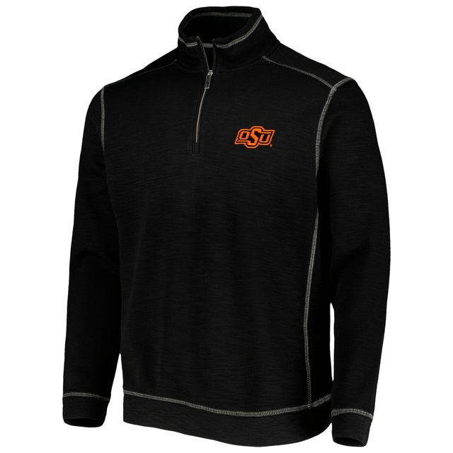 Tommy Bahama Homme Noir Oklahoma State Cowboys Sport Tobago Bay Tri-Blend Mock Neck Half-Zip Jacket