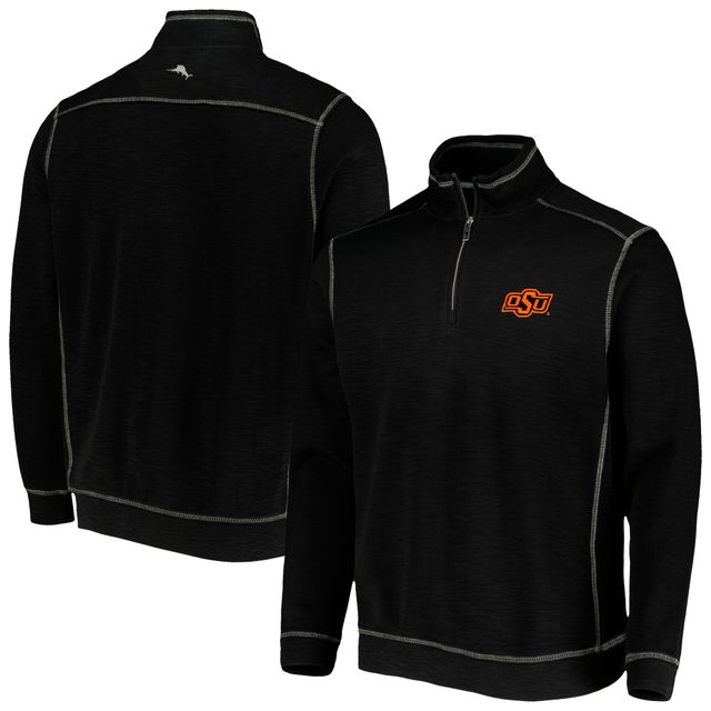 Tommy Bahama Homme Noir Oklahoma State Cowboys Sport Tobago Bay Tri-Blend Mock Neck Half-Zip Jacket