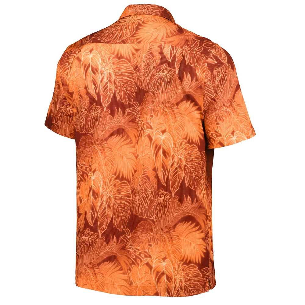 Men's Tommy Bahama Orange Oklahoma State Cowboys Coast Luminescent Fronds Camp Button-Up Shirt