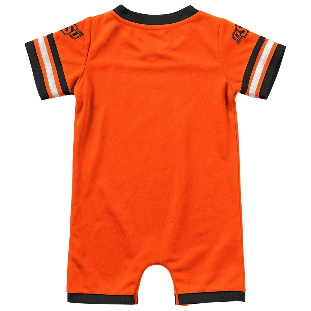 Newborn & Infant Colosseum Orange Oklahoma State Cowboys Bumpo Football Logo Romper