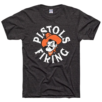 T-shirt unisexe Charlie Hustle noir Oklahoma State Cowboys Pistols Firing Tri-Blend