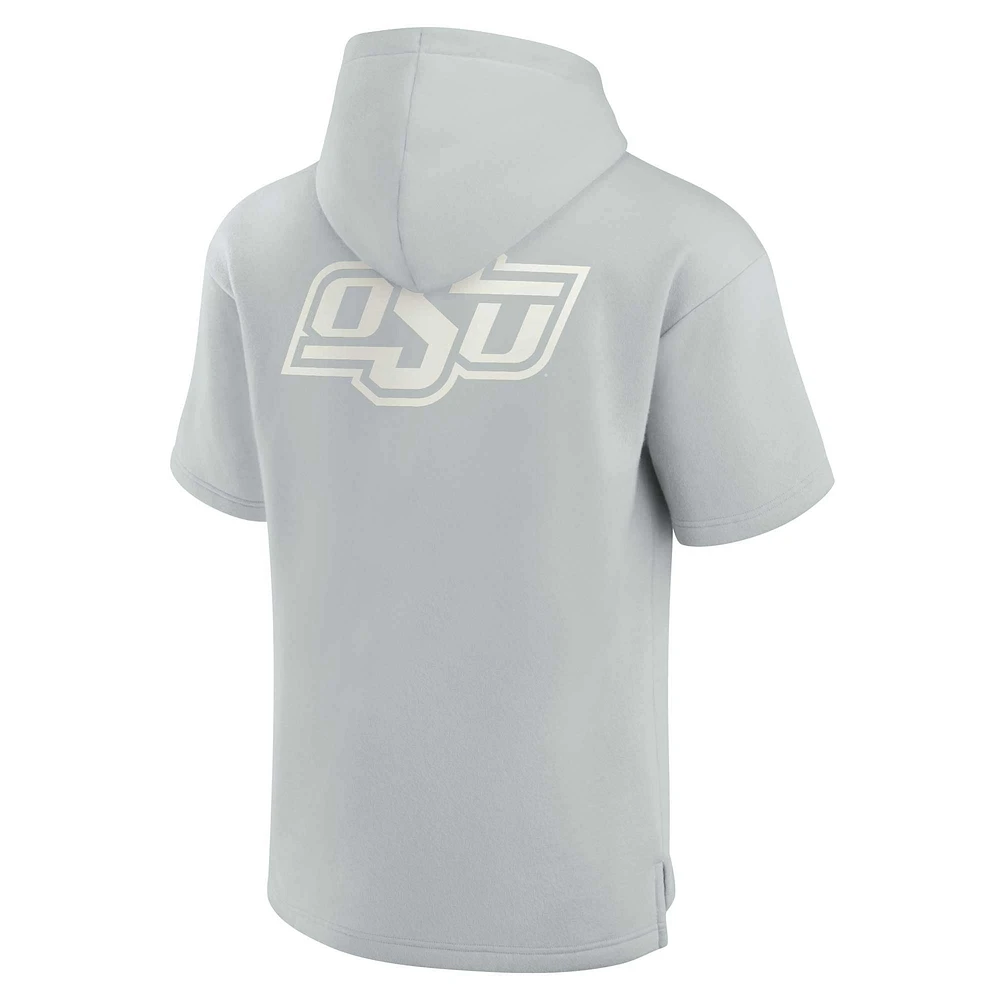 Unisex Fanatics Gray Oklahoma State Cowboys Elements Super Soft Fleece Short Sleeve Pullover Hoodie
