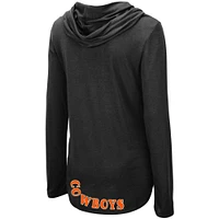 Women's Colosseum Black Oklahoma State Cowboys My Lover Lightweight Hooded Long Sleeve T-Shirt