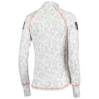 Women's Colosseum White Oklahoma State Cowboys OHT Military Appreciation Officer Arctic Camo Fitted Lightweight 1/4-Zip Jacket