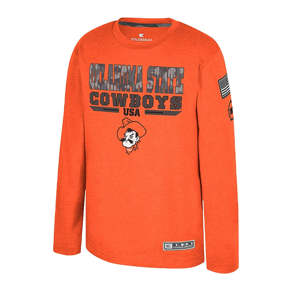 Youth Colosseum Heather Orange Oklahoma State Cowboys OHT Military Appreciation Oorah Long Sleeve T-Shirt