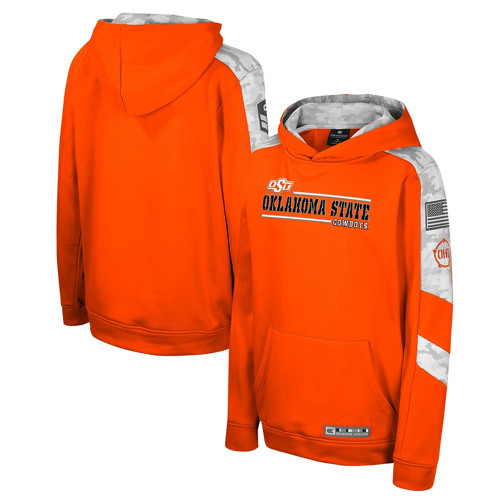Youth Colosseum Orange Oklahoma State Cowboys OHT Military Appreciation Cyclone Digital Camo Pullover Hoodie