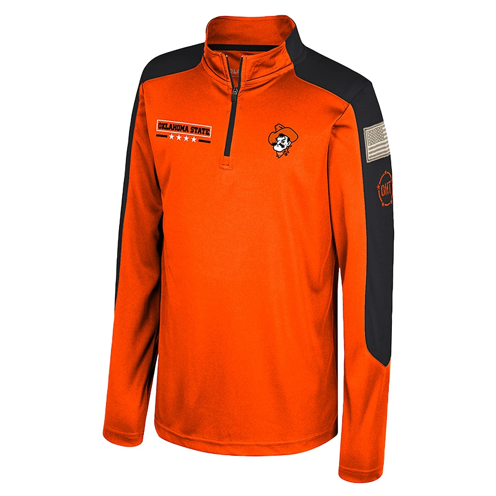 Youth Colosseum  Orange Oklahoma State Cowboys OHT Military Appreciation Cyclone Quarter-Zip Windshirt