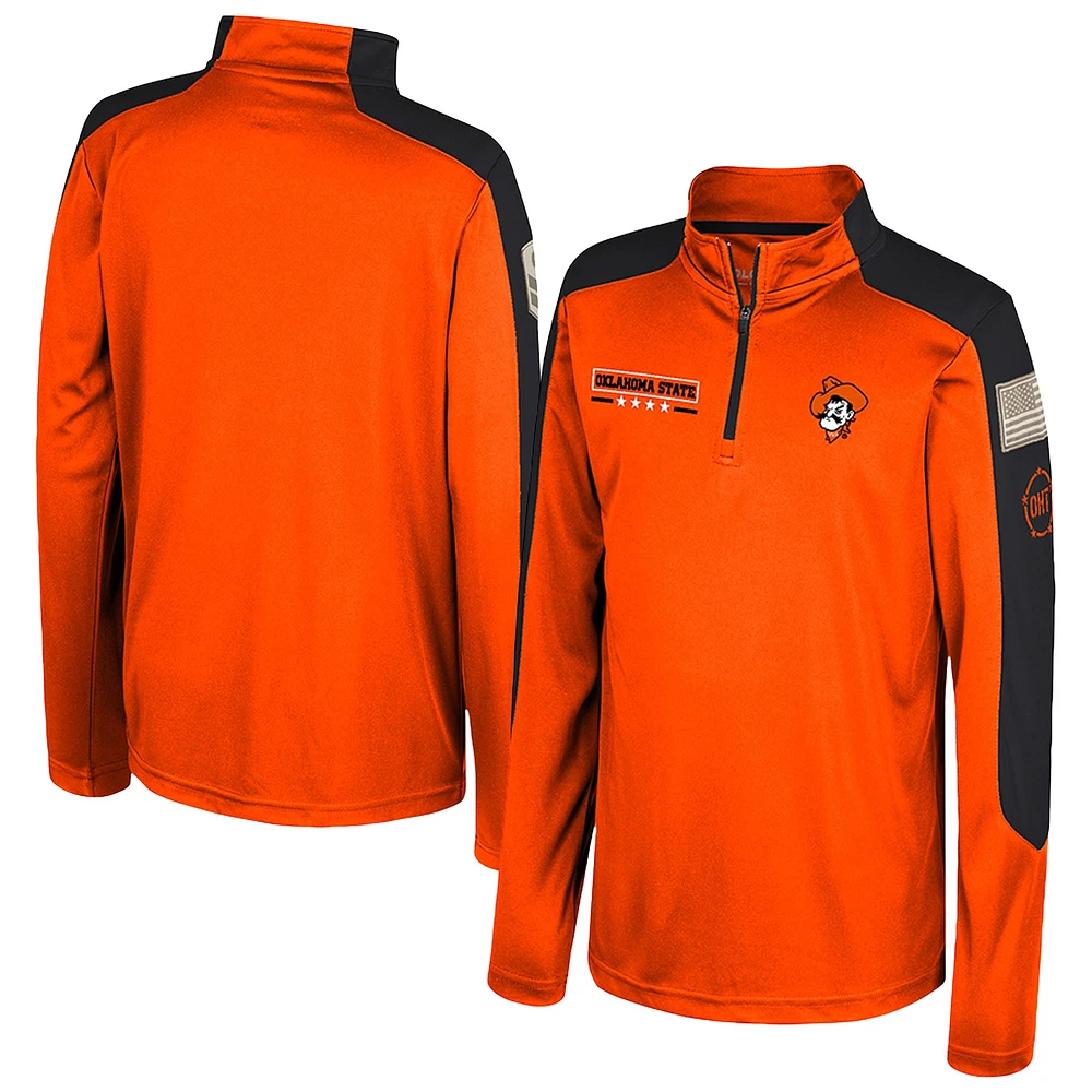 Youth Colosseum Orange Oklahoma State Cowboys OHT Military Appreciation Cyclone Quarter-Zip Windshirt