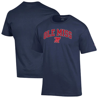 T-shirt bleu marine Champion pour homme avec logo Arch Over des Ole Miss Rebels