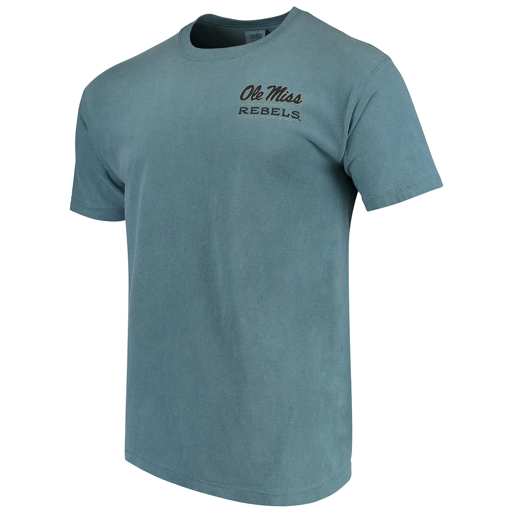 T-shirt bleu Ole Miss Rebels State Scenery Comfort Colours pour homme
