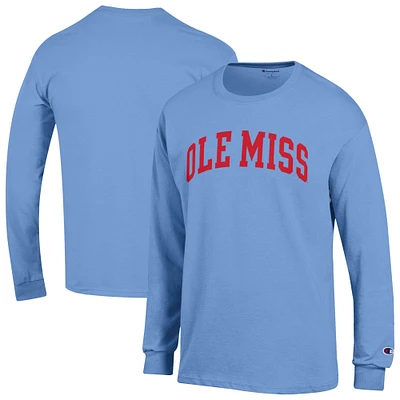 T-shirt à manches longues bleu clair Champion Ole Miss Rebels Basic Arch pour homme