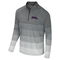 Men's Colosseum  Gray Ole Miss Rebels AI Striped Mesh Quarter-Zip Raglan Windshirt