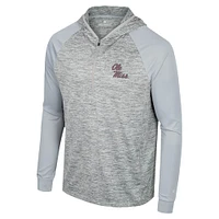 Men's Colosseum Gray Ole Miss Rebels Cybernetic Raglan Long Sleeve Quarter-Zip Hoodie Windshirt
