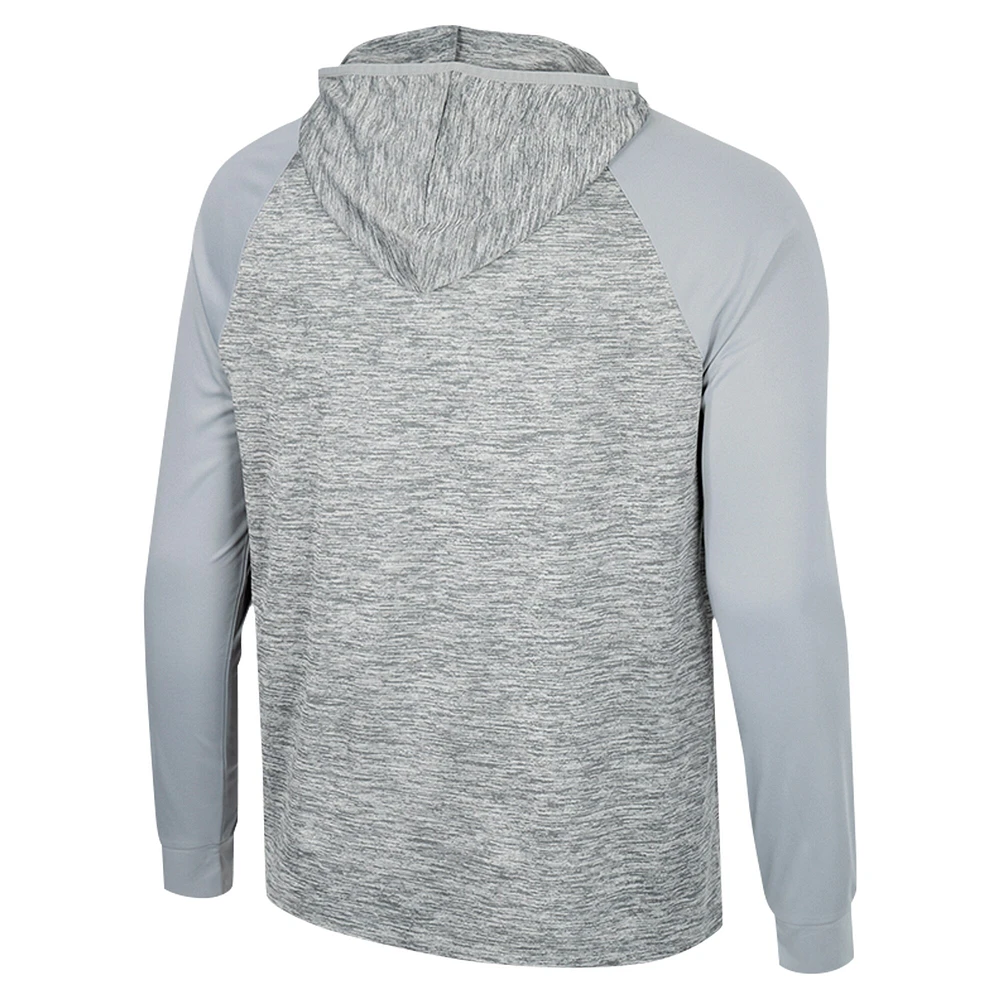 Men's Colosseum Gray Ole Miss Rebels Cybernetic Raglan Long Sleeve Quarter-Zip Hoodie Windshirt