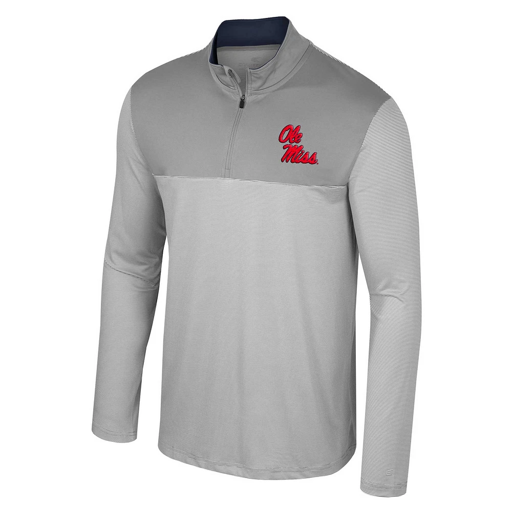 Men's Colosseum Gray Ole Miss Rebels Tuck Quarter-Zip Top