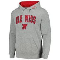 Men's Colosseum Heather Gray Ole Miss Rebels Arch & Logo 3.0 Pullover Hoodie