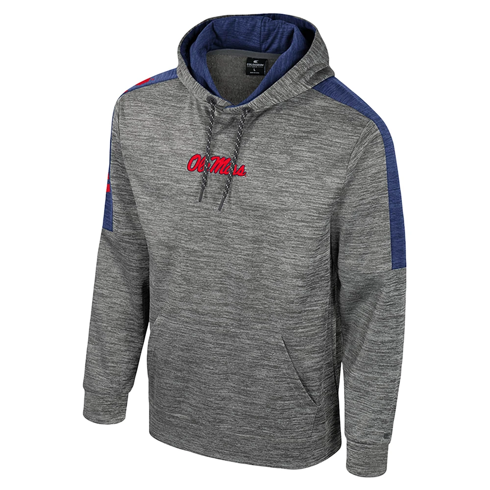 Men's Colosseum Heather Gray Ole Miss Rebels Dozer Pullover Hoodie