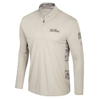 Men's Colosseum Natural Ole Miss Rebels OHT Military Appreciation Quarter-Zip Jacket