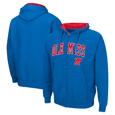 Sweat à capuche entièrement zippé Ole Miss Rebels Arch & Logo 3.0 pour homme Colosseum Navy