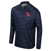 Men's Colosseum Navy Ole Miss Rebels Carson Raglan Quarter-Zip Jacket