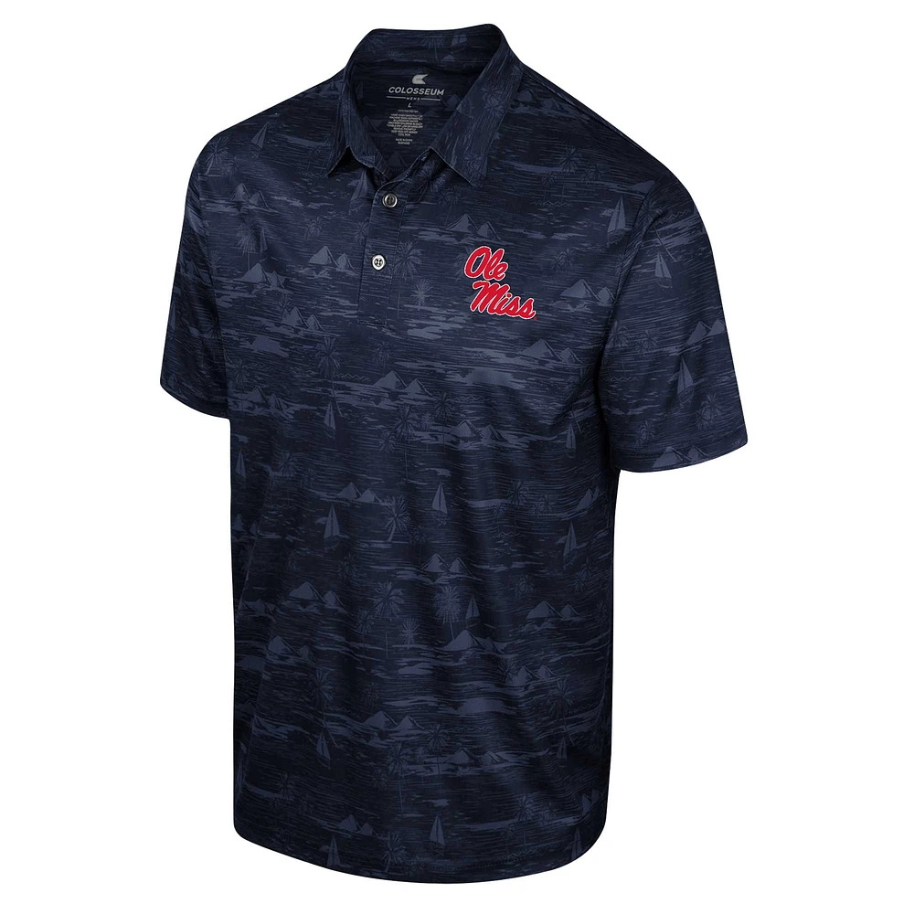 Men's Colosseum Navy Ole Miss Rebels Daly Print Polo