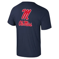 Men's Colosseum Navy Ole Miss Rebels Logo Lockup 2-Hit Active Blend T-Shirt