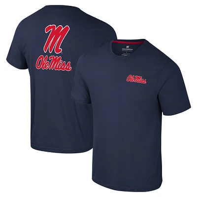 T-shirt Colosseum Navy Ole Miss Rebels Logo Lockup 2-Hit Active Blend pour hommes