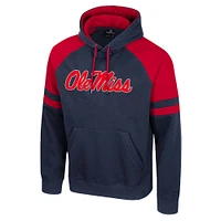 Men's Colosseum  Navy Ole Miss Rebels Todd Raglan Pullover Hoodie
