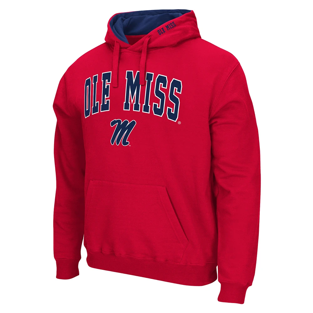 Men's Colosseum Red Ole Miss Rebels Arch & Logo 3.0 Pullover Hoodie