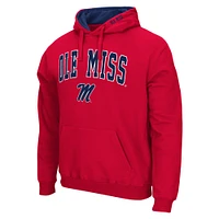 Men's Colosseum Red Ole Miss Rebels Arch & Logo 3.0 Pullover Hoodie