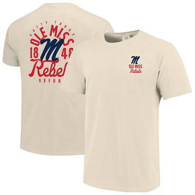 Men's Cream Ole Miss Rebels Comfort Colors Mascot Overlay T-Shirt