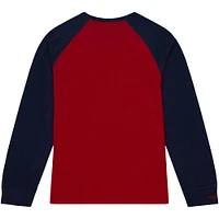 T-shirt à manches longues raglan flammé légendaire Mitchell & Ness Red Ole Miss Rebels pour hommes
