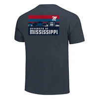 Men's Navy Ole Miss Rebels Striped Campus Skyline T-Shirt