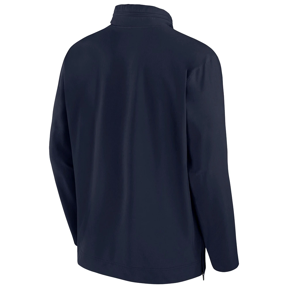 Men's Nike Navy Ole Miss Rebels 2024 Sideline Coach Quarter-Zip Hoodie Jacket