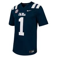 Men's Nike #1 Navy Ole Miss Rebels Untouchable Football Jersey