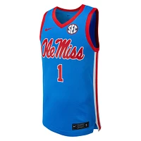 Men's Nike #1 Powder Blue Ole Miss Rebels Replica Basketball Jersey