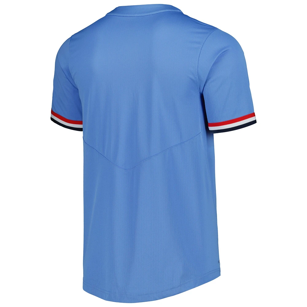Maillot de baseball réplique à boutons complets Nike Ole Miss Rebels bleu poudré pour homme
