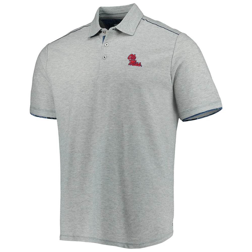 Men's Tommy Bahama Heathered Gray Ole Miss Rebels IslandZone Tailgater Polo