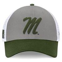Casquette réglable pour hommes, haut du monde, gris/vert, Ole Miss Rebels OHT, badge d'appréciation militaire, camionneur