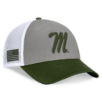 Casquette réglable pour hommes, haut du monde, gris/vert, Ole Miss Rebels OHT, badge d'appréciation militaire, camionneur