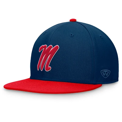 Casquette ajustée bicolore Top of the World rouge/marine Ole Miss Rebels Rally pour hommes