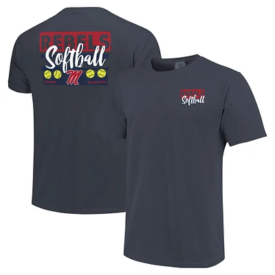 T-shirt unisexe bleu marine Ole Miss Rebels Gritty Softball Bats Comfort Colors